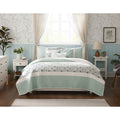 6 Piece Cotton Percale Quilt Set With Throw Pillows Aqua Full Queen Full Aqua Polyester