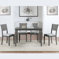 5 Piece Modern Dining Set, Rectangular Wooden Dining Table With 4 Upholstered Chairs For Kitchen, Dining Room, Gray Wood Gray Seats 4 Gray Wood Dining Room Acacia 4 Leg Rectangular Dining Table With Chair Acacia Wood
