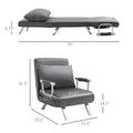 Homcom Single Person Folding 5 Position Convertible Sofa Bed Sleeper Chair Chaise Lounge Couch W Pillow & Steel Frame, Dark Grey Dark Grey Fabric
