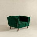 Addison Lounge Chair Dark Green Velvet Dark Green,Wood Brown Velvet Wood Tufted Back Walnut Solid Wood,Velvet