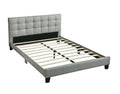 Contemporary 1Pc Queen Size Bed Grey Polyfiber Tufted Headboard Platform Bedframe Bedroom Furniture Box Spring Not Required Queen Grey,Light Gray Wood Bedroom Modern,Transitional Rubberwood Bed