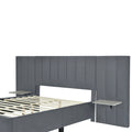 Full Size Upholstered Platform Bed With Big Headboard, Bedroom Furniture, Velvet, Gray Full Gray Plywood
