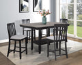 2Pc Black Light Gray Counter Height Chair Slat Back Wooden Dining Room Furniture Gray Dining Room Contemporary,Modern Bar Stools Slat Back Set Of 2 Wood