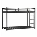 Metal Twin Over Full Bunk Bed Heavy Duty Sturdy Metal Noise Reduced Safety Guardrail No Box Spring Needed,Black Twin Black Metal Metal