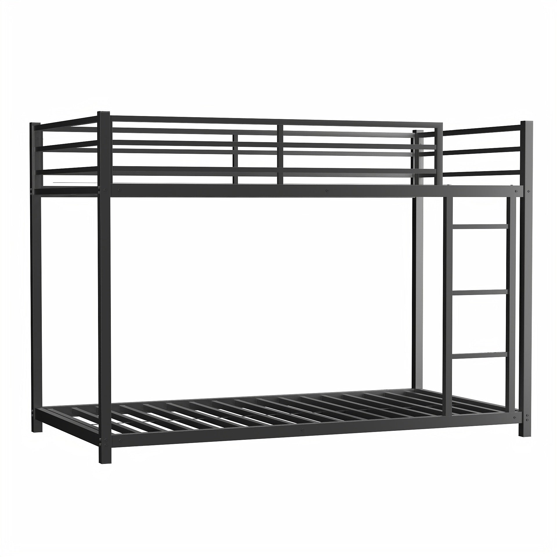Metal Twin Over Full Bunk Bed Heavy Duty Sturdy Metal Noise Reduced Safety Guardrail No Box Spring Needed,Black Twin Black Metal Metal