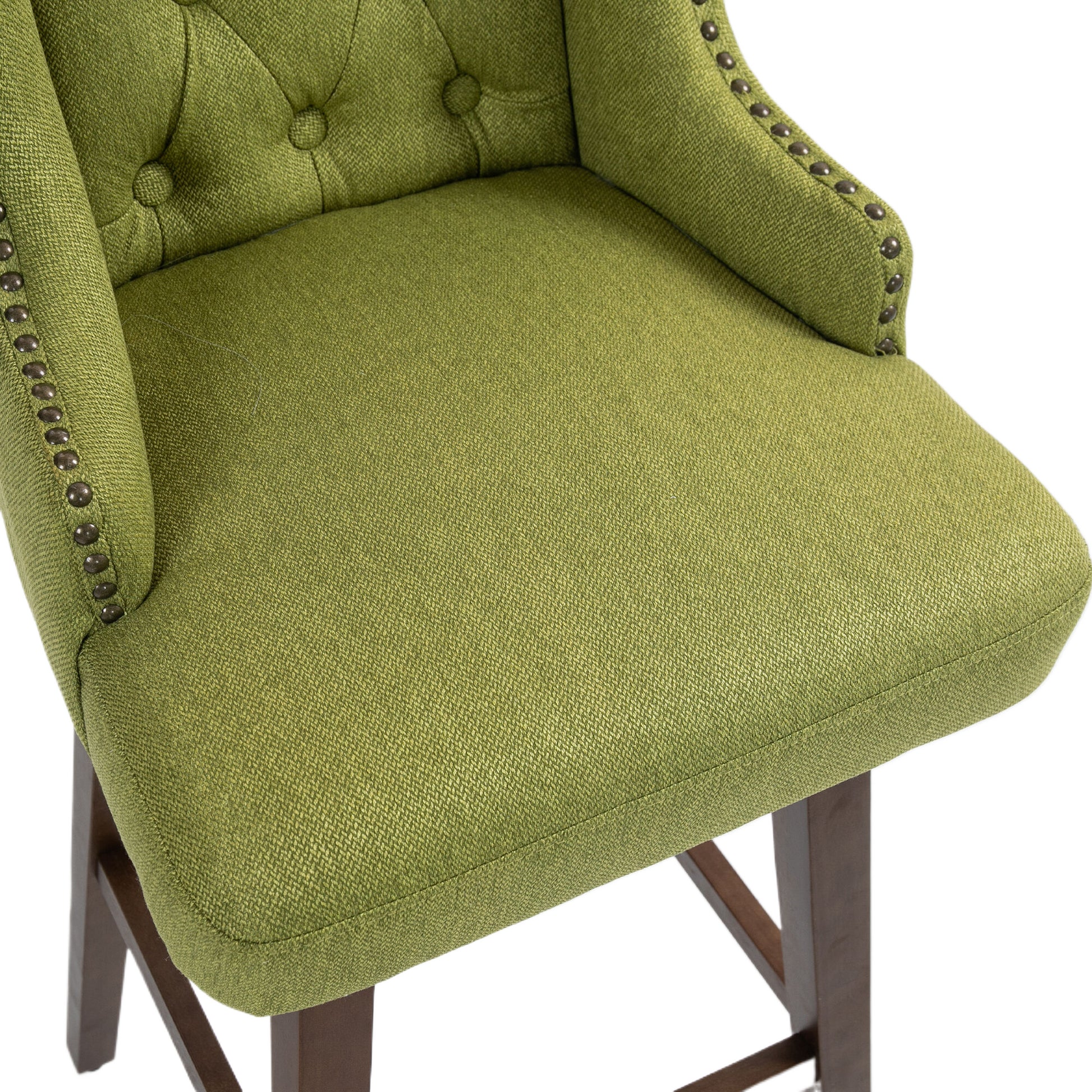 Coolmore Bar Stools Set Of 2 Counter Height Chairs With Footrest For Kitchen, Dining Room And 360 Degree Solid Wood Legs Swivel Bar Stools Set Of 2 Olive Linen Olive Foam Linen