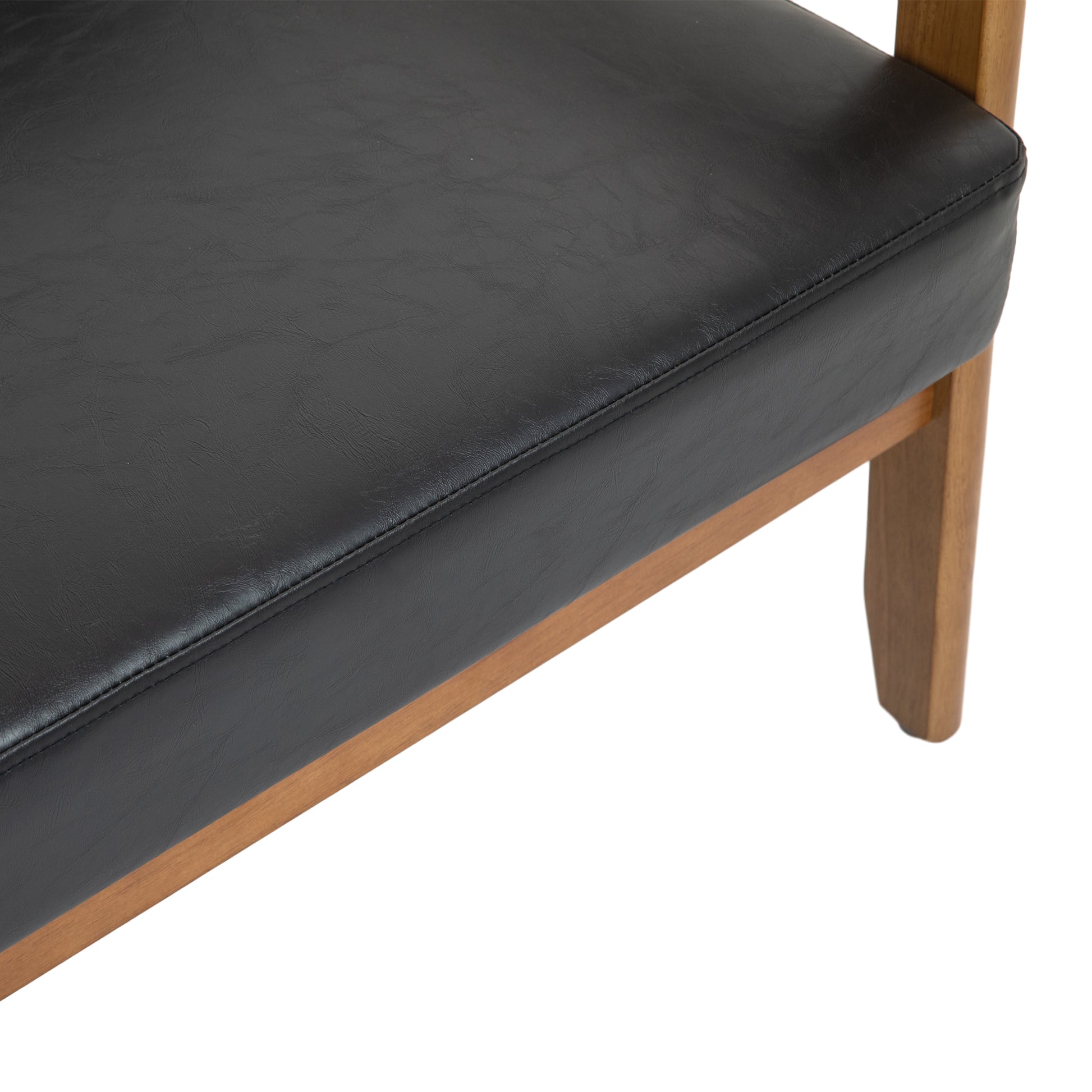 Coolmore Mid Century Modern Solid Loveseat Sofa Upholstered Pu Leather Loveseat, 2 Seat Upholstered Loveseat Sofa Modern Couch Black Pu Pu Leather 2 Seat