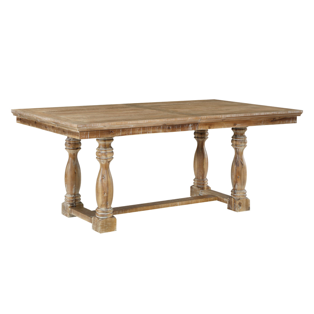 Traditional Farmhouse Style Dining Table With Leaf Extension 1Pc Wheat Finish Wooden Kitchen Furniture Wheat Seats 8 Dining Room Kitchen & Dining Tables Rectangular Wood Trestle