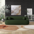 Andrew Dark Green Boucle Sofa Dark Green Wood Primary Living Space Medium Firm Mid Century Modern Foam Boucle,Solid Wood 3 Seat