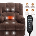 Dual Motor Heat Massage Infinite Position Up To 350 Lbs Electric Power Lift Recliners With Power Remote, Medium Firm And Heavy Duty, Brown White Metal Primary Living Space Heavy Duty Pine Brown Chenille Power Remote Medium Firm Cushion Back American