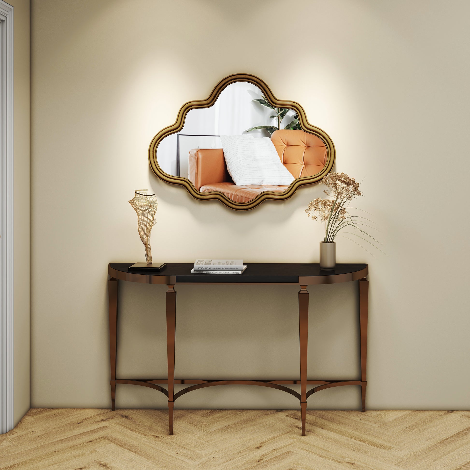 Cloud Shape Gold Wall Mirror Antique Gold Antique,Art Deco,Classic,Luxury,Vintage Mirror,Pu