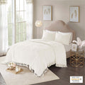 Tufted Cotton Chenille Medallion Fringe Coverlet Mini Set Off White King Cal King King Off White Cotton