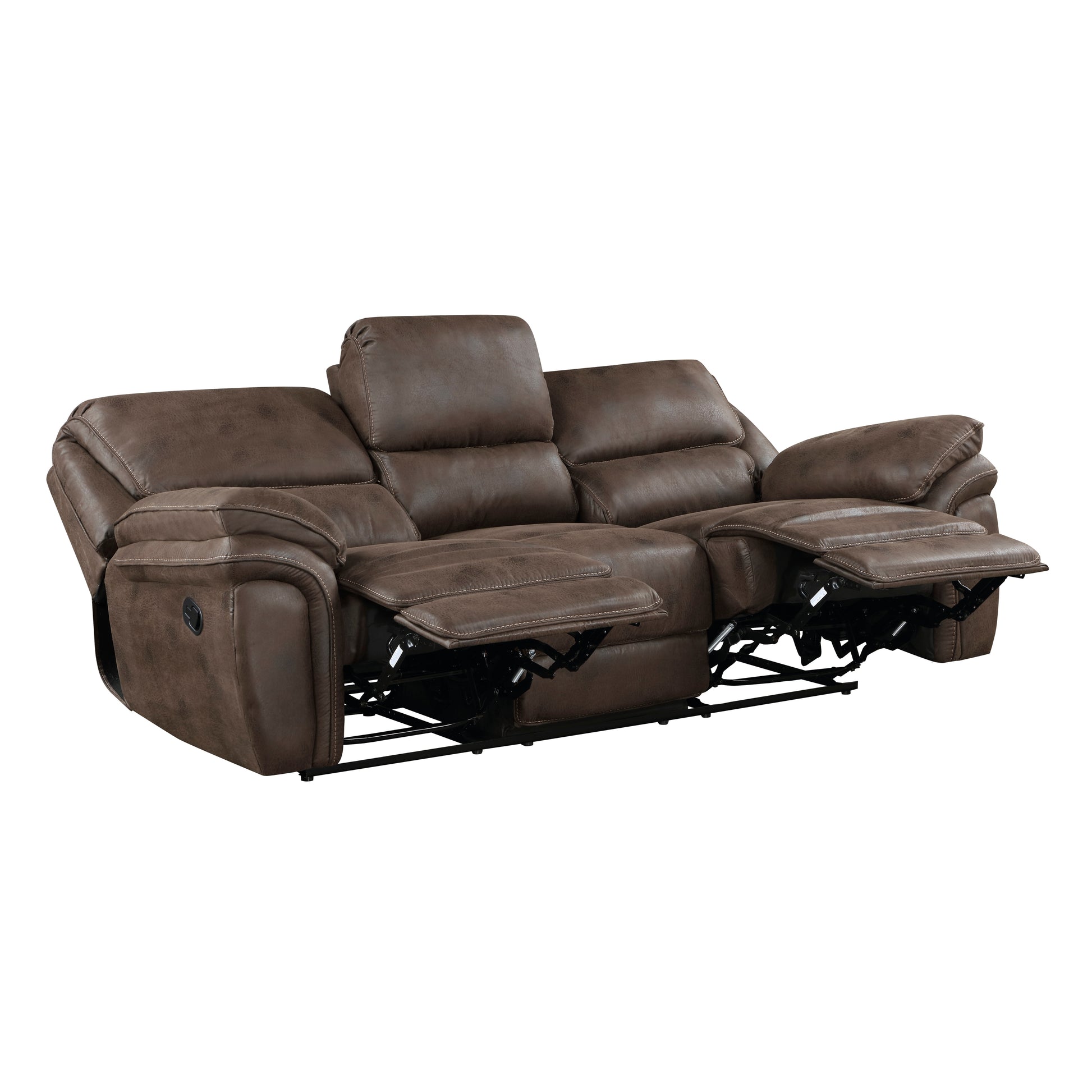 Plush Modern Design Living Room Reclining Sofa Brown Microfiber Upholstery Solid Wood Frame Furniture 1Pc Brown Microfiber Wood Primary Living Space Modern Plywood,Solid Wood 3 Seat
