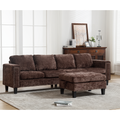 Arrived 5 Seat Modular Sofa,With Storage Ottoman, Convertible Sectional Sofa, L Shaped Couchreversible Chaise ,Riveted Sofa,Chenille, Brown Brown Polyester Wood Primary Living Space Medium Soft Cushion Back Modern Square Arms Foam Metal & Wood 5 Seat