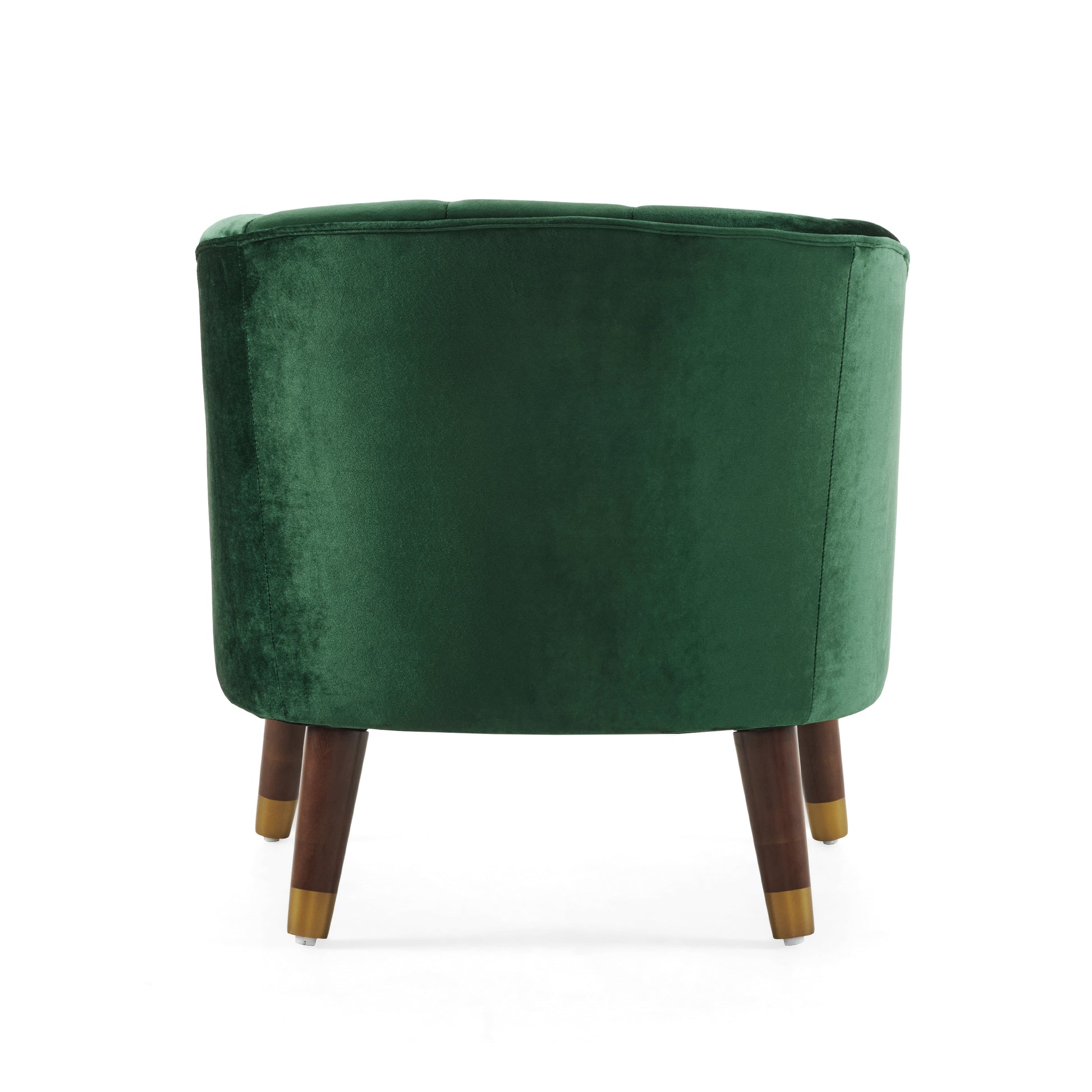 Upholstered Barrel Accent Chair With Wooden Legs Emerald Rubberwood Velvet