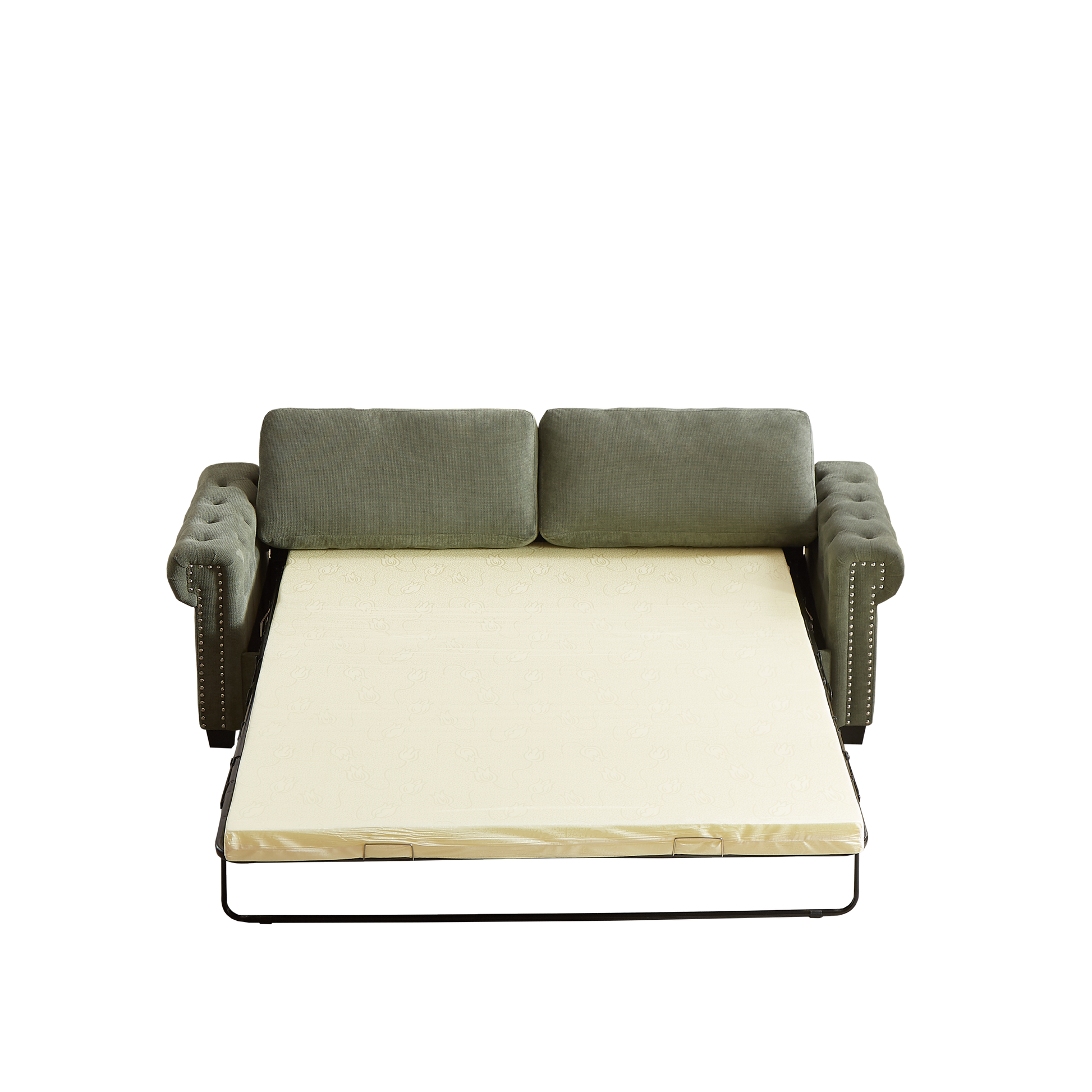 Fx 83.8" Convertible Sleeper Sofa Bed, 2 In 1 Pullout Sofa Bed, Polyester Sleeper Sofa Bed With Folding Mattress, Living Room Pullout Sofa Bed, Apartment Small Space Sofa Sleeper Green Polyester Pine Foam Fabric 3 Seat