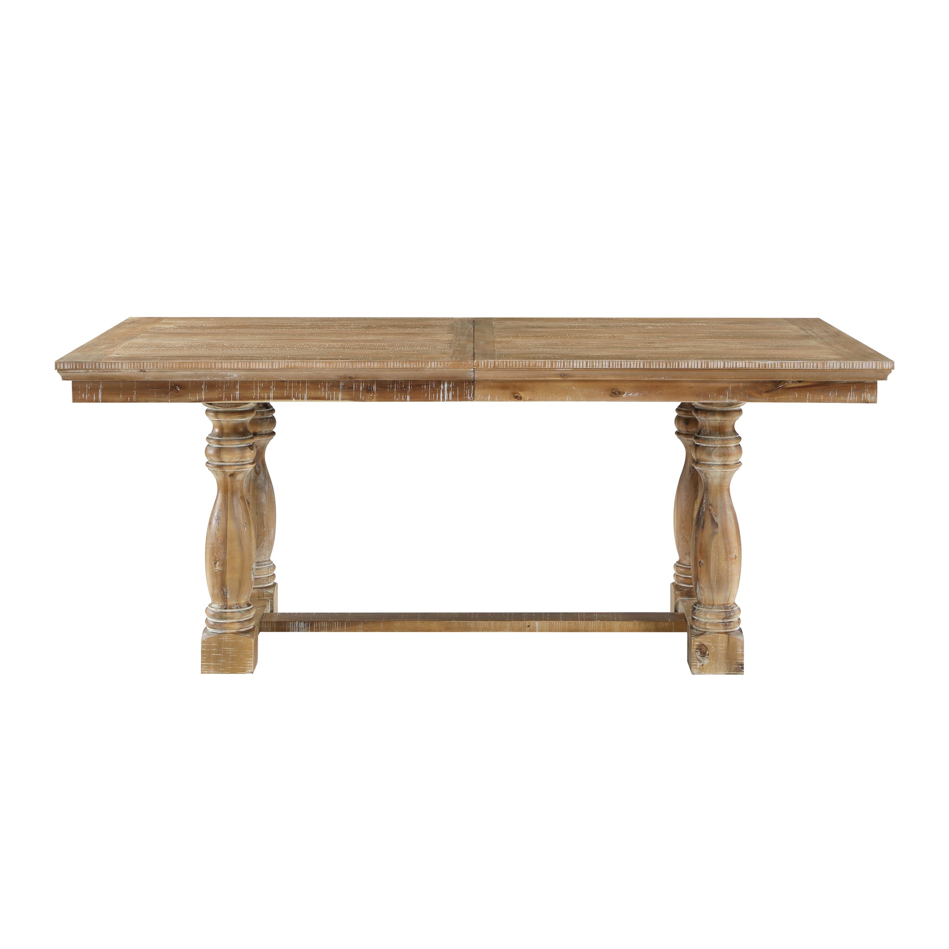 Traditional Dining Set 7Pc Extendable Table And 6 Side Chairs Wheat Finish Wooden Dining Kitchen Furniture Wood Wood Wheat Seats 6 Wood Dining Room Removable Leaf Extendable Trestle Rectangular