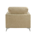 Sand Hued Polished Microfiber Upholstery Elegant Modern Style Chair 1Pc Solid Wood Living Room Furniture Silver Finish Metal Legs Sand Primary Living Space Modern Solid Wood
