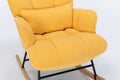 Rocking Chair Nursery, Teddy Upholstered Glider Rocker With High Backrest, Reading Chair Modern Rocking Accent Chairs Glider Recliner For Living Room, Nursery, Bedroom Yellow Velvet