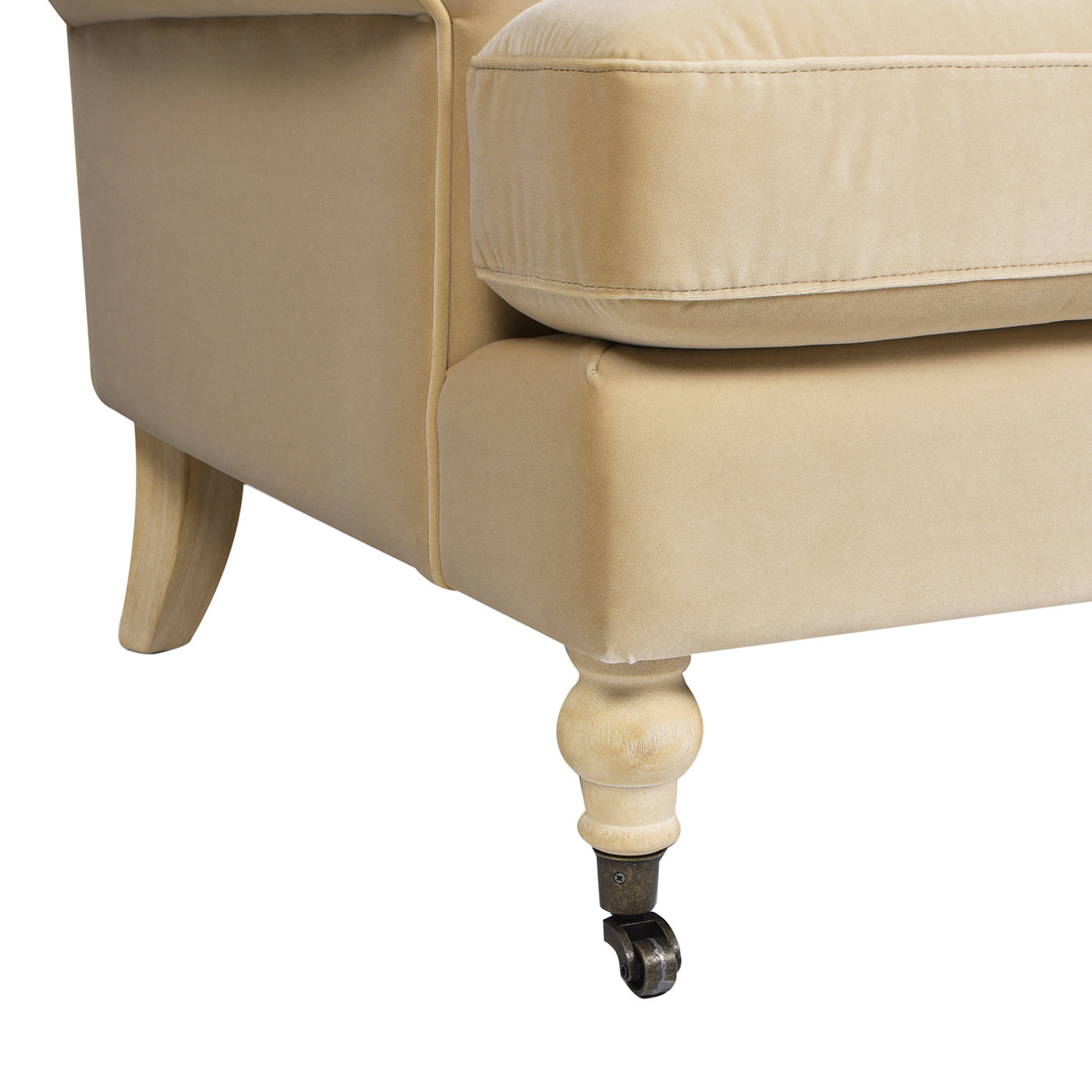 Alana 38" Lawson Accent Arm Chair Metal Casters, Fawn Brown Performance Velvet Brown Foam Velvet