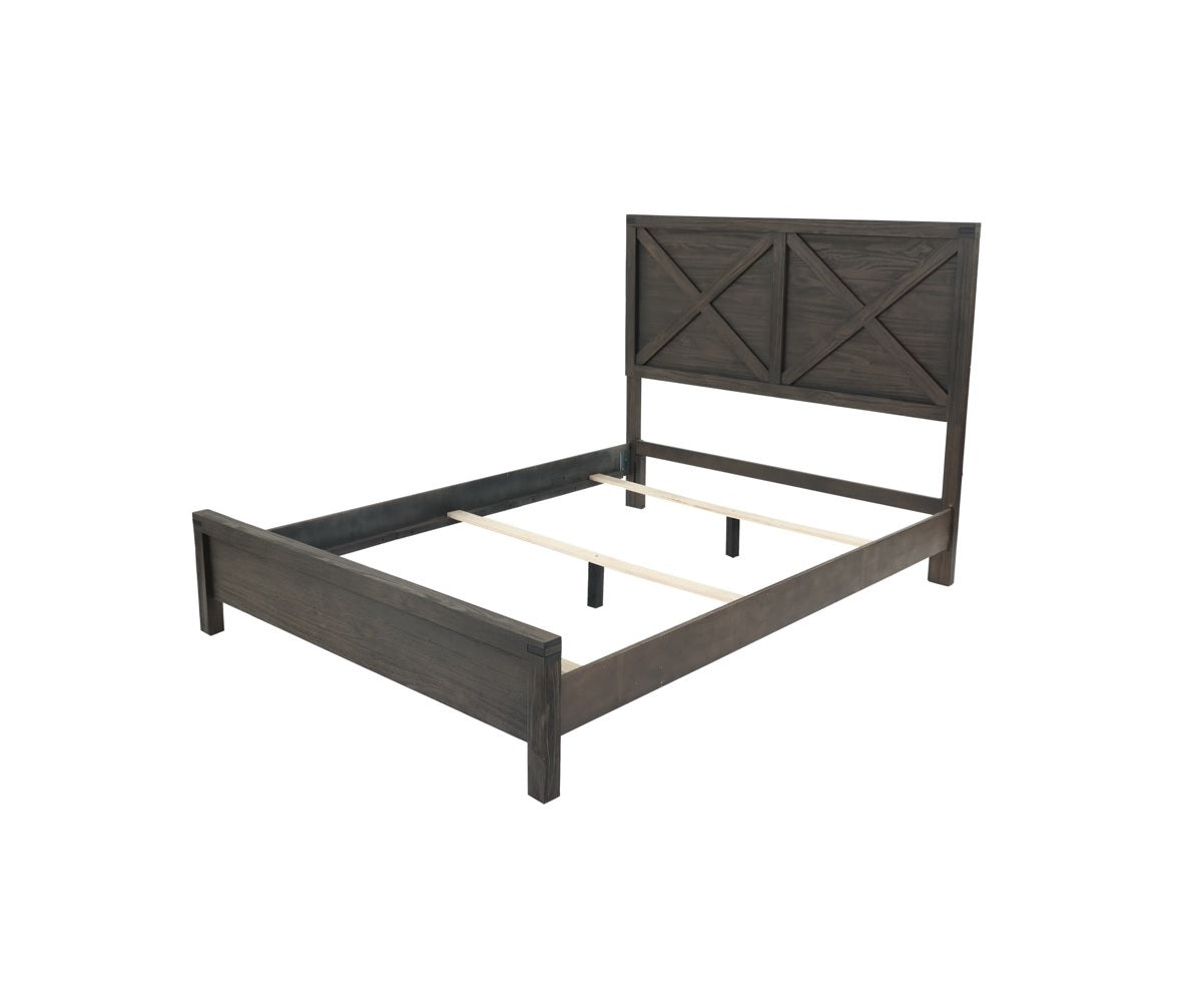 Rustic Contemporary Espresso 1Pc Queen Size Bed Wooden X Design Hb Unique Look Bedroom Furniture Box Spring Required Queen Espresso Espresso Wood Bedroom Contemporary,Modern,Transitional Rubberwood