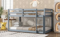 Solid Wooden, Solid Rubber Wooden Twin Over Twin Loft Bed With Ladder, With Bed Platform Of Strengthened Slatsgrey Twin Grey Rubber Wood