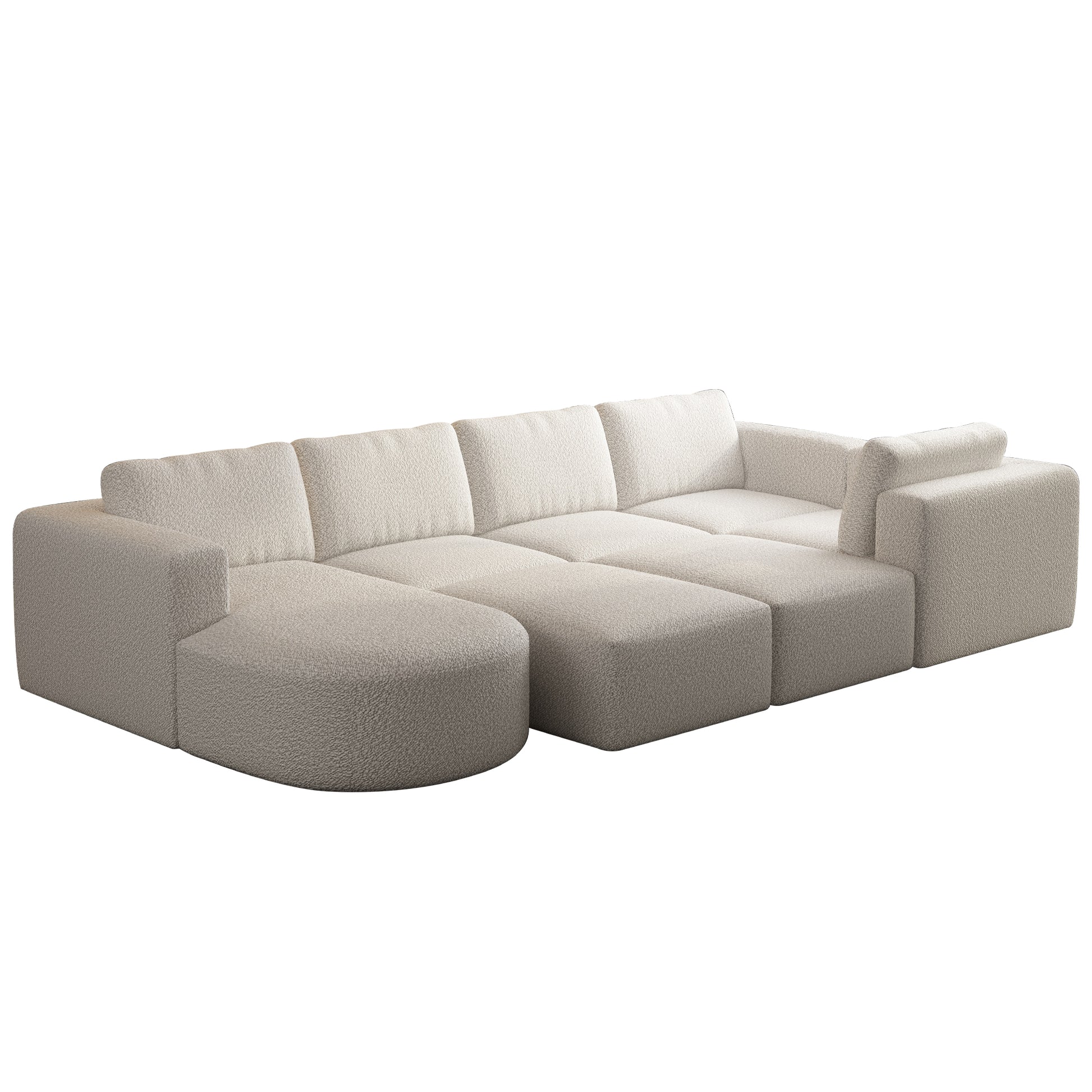 104.32*70.86 Modular Sectional Sofa Sleeper Couch, Sectional Sofa With Chaise And Ottoman, Convertible U Shaped Modular Sofa Set. Compressed Sponge, White. Combo A B C D White Primary Living Space Soft Minimalist,Modern Foam Spring 5 Seat