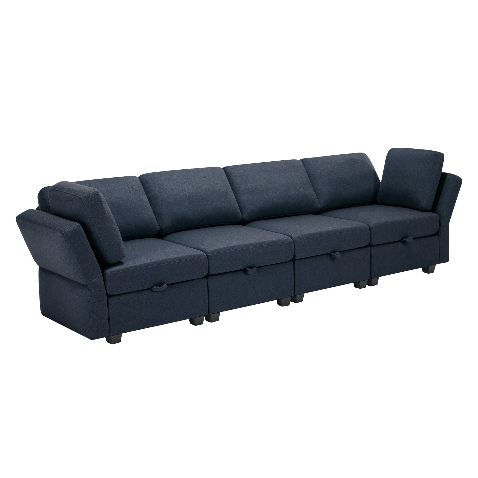 Fabric Modern Modular Sofa Couch With Storage Seats Modular Sectional Sofa 4 Seater Modular Couch For Living Room Blue Blue Polyester 4 Seat