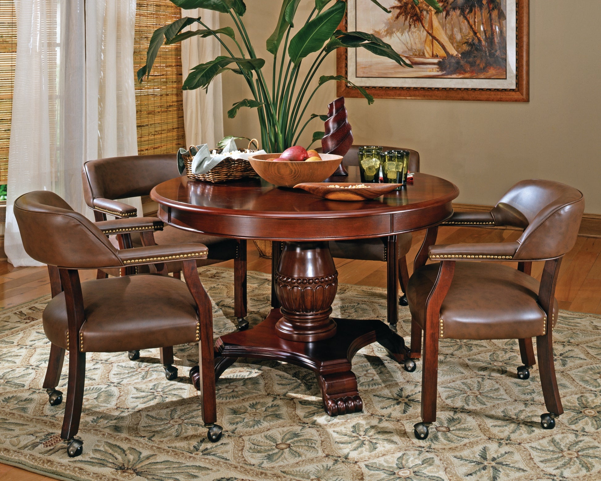Tournament Arm Chair With Casters Dark Brown Dark Brown Fabric