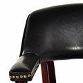 Tournament Arm Chair With Casters Medium Cherry Black Faux Leather