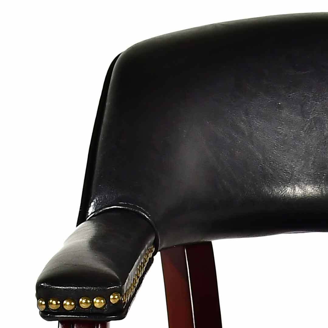 Tournament Arm Chair With Casters Medium Cherry Black Faux Leather