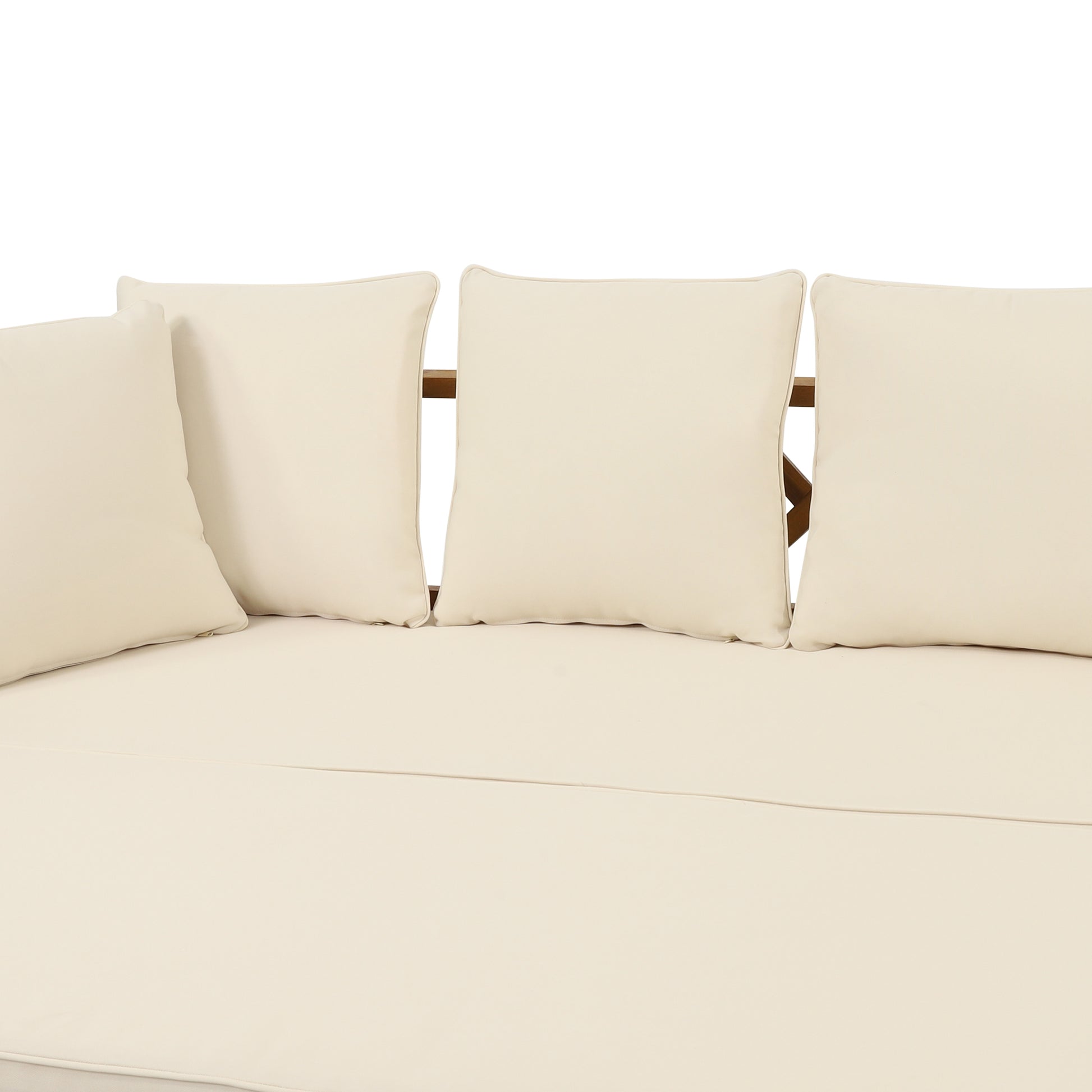 Long Beach Sofa Daybed Full Teak Pe Rattan Iron Waterproof Fabric