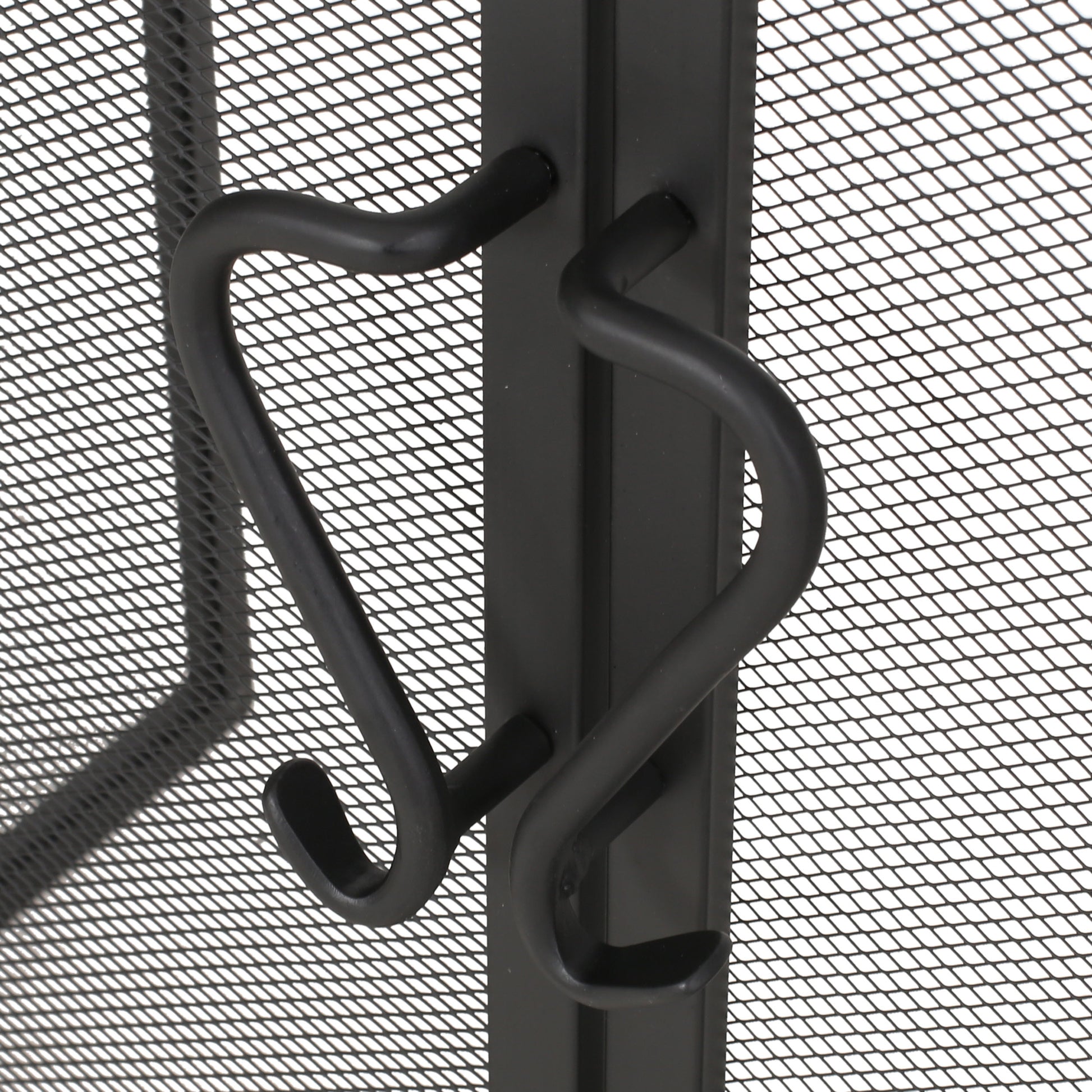 Folding Screen With Doors And 4 Pcs Tool Sets Matte Black Iron