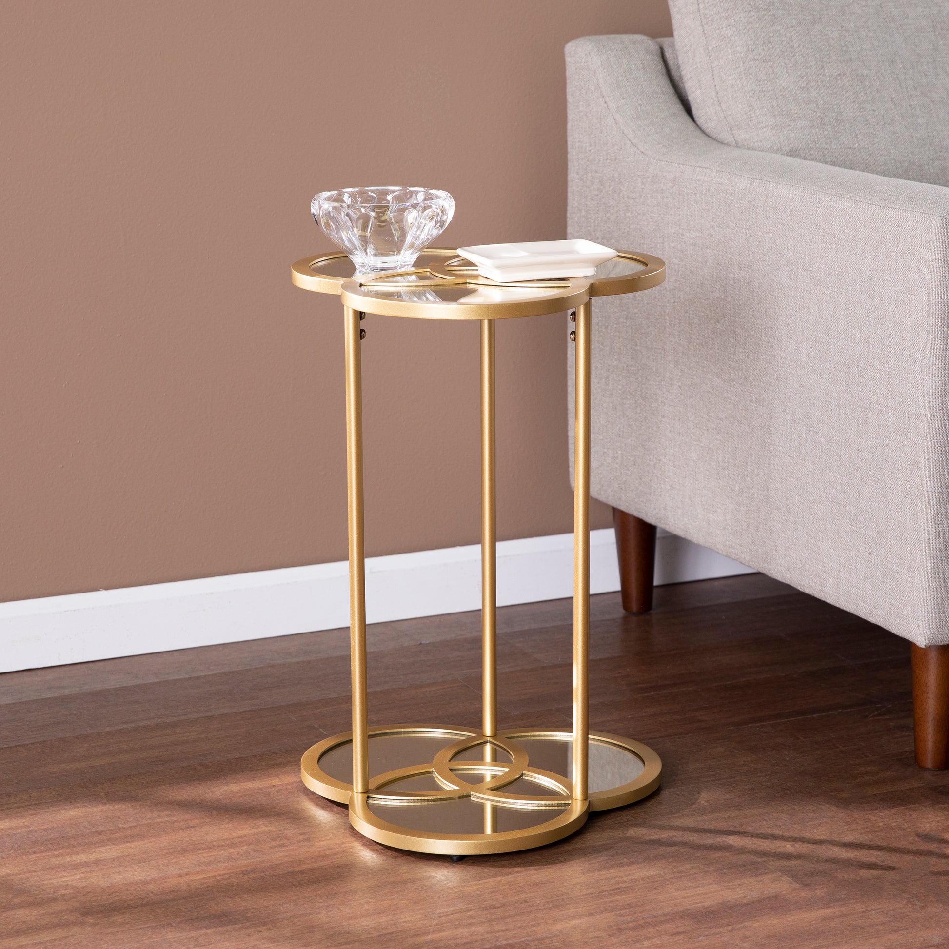Shirland Geometric Accent Table Gold Iron