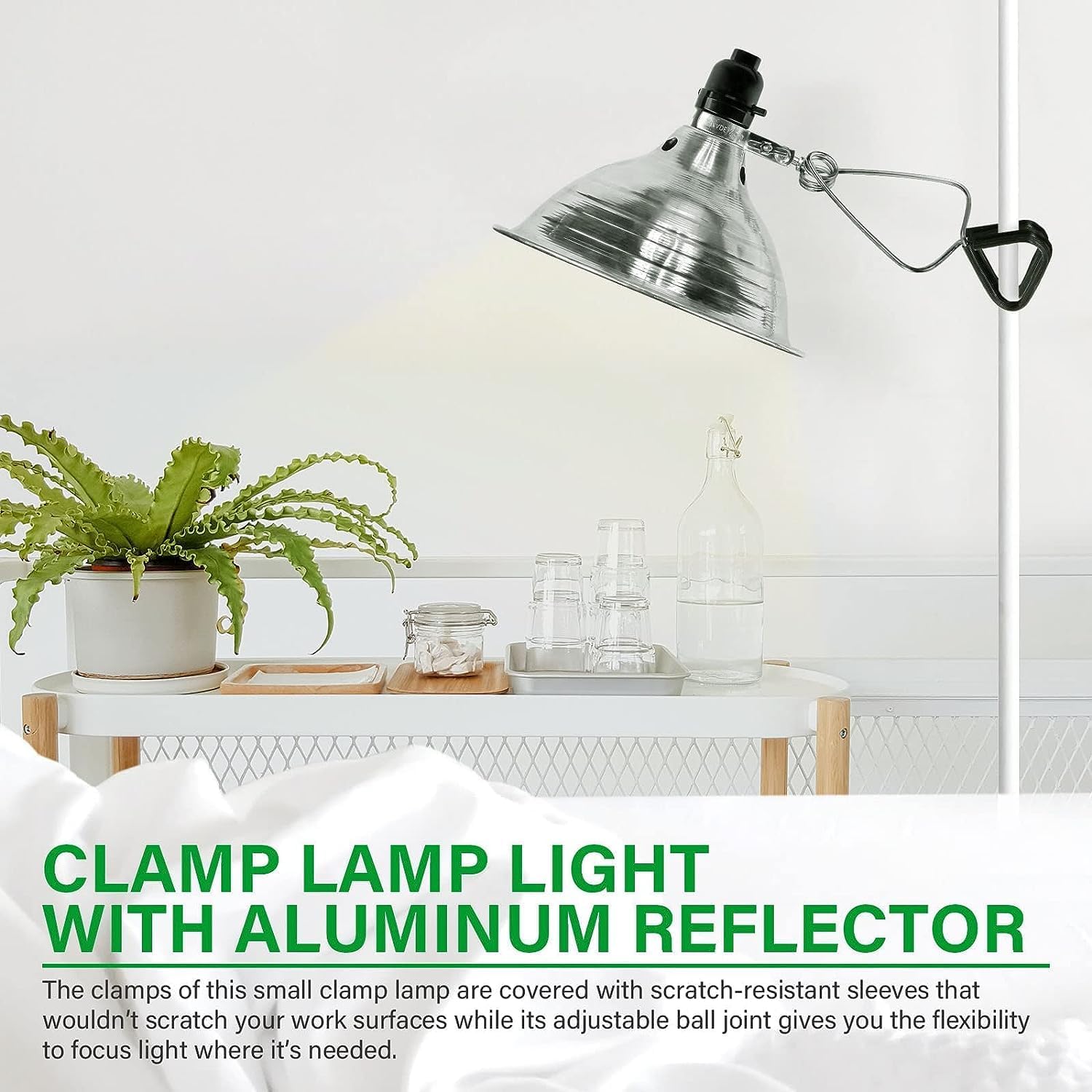 Hiwkltclamplightmx2 2 Pack Clamp Lamp Light With 8.5 Inch Aluminum Reflector Up To 150 Watt E26 Socket No Bulb Included 6 Feet 18 2 Spt 2 Cord, Silver Silver Aluminium
