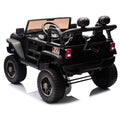 24V Two Seater Kids Ride On Truck Car W Parents Control,200W*2,Seat Width 20.28In,Four Wheel Suspension,Led Lights,Music,Mp3,Bluetooth,Two Independent Seat Belts,Suitable For Off Road For Kids Aged 3 Black 100 149 Lbs Polypropylene