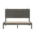 Farmhouse Wooden Platform Queen Size Bed, Modern Platform Bed With Two Bedside Lights, Antique Gray Queen Antique Gray Wood