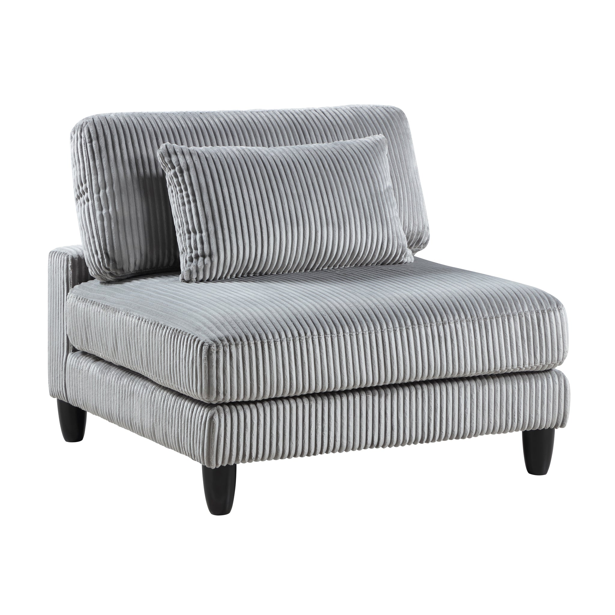 Living Room Furniture Armless Chair Gray Corduroy Upholstery 1Pc Armless Chair Soft Cushion Solid Wood Legs Gray Primary Living Space Contemporary,Modern Plywood,Solid Wood