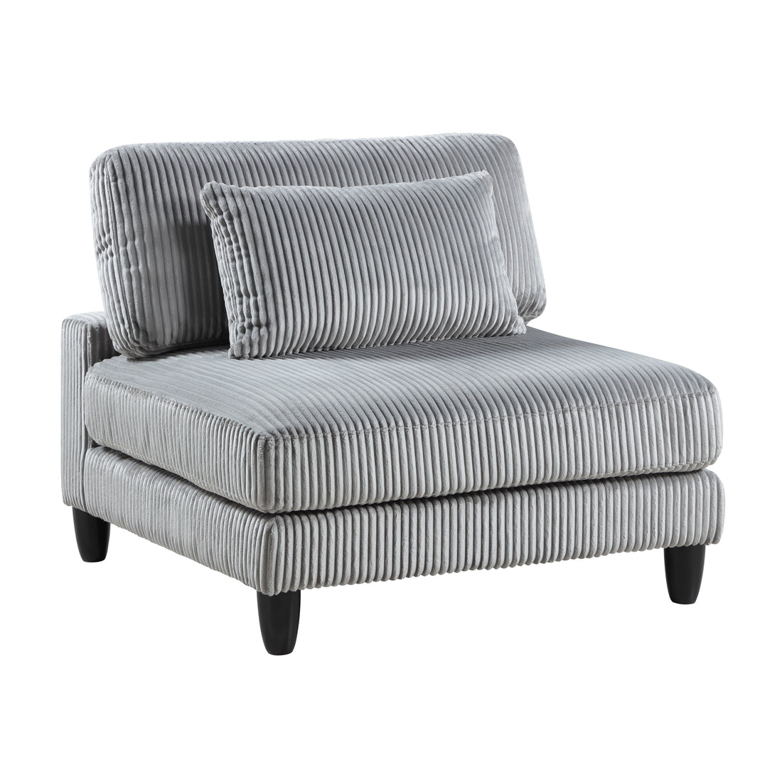 Living Room Furniture Armless Chair Gray Corduroy Upholstery 1Pc Armless Chair Soft Cushion Solid Wood Legs Gray Primary Living Space Contemporary,Modern Plywood,Solid Wood