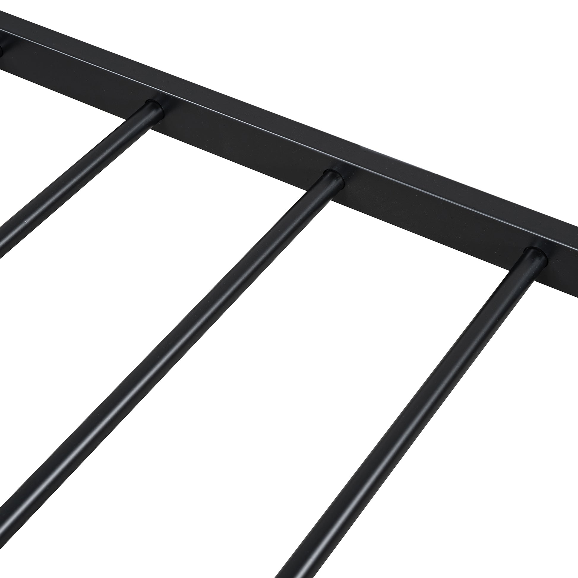 Twin Size Metal Platform Bed With Twin Size Trundle,House Shaped Headboard Design, Black Twin Black Metal