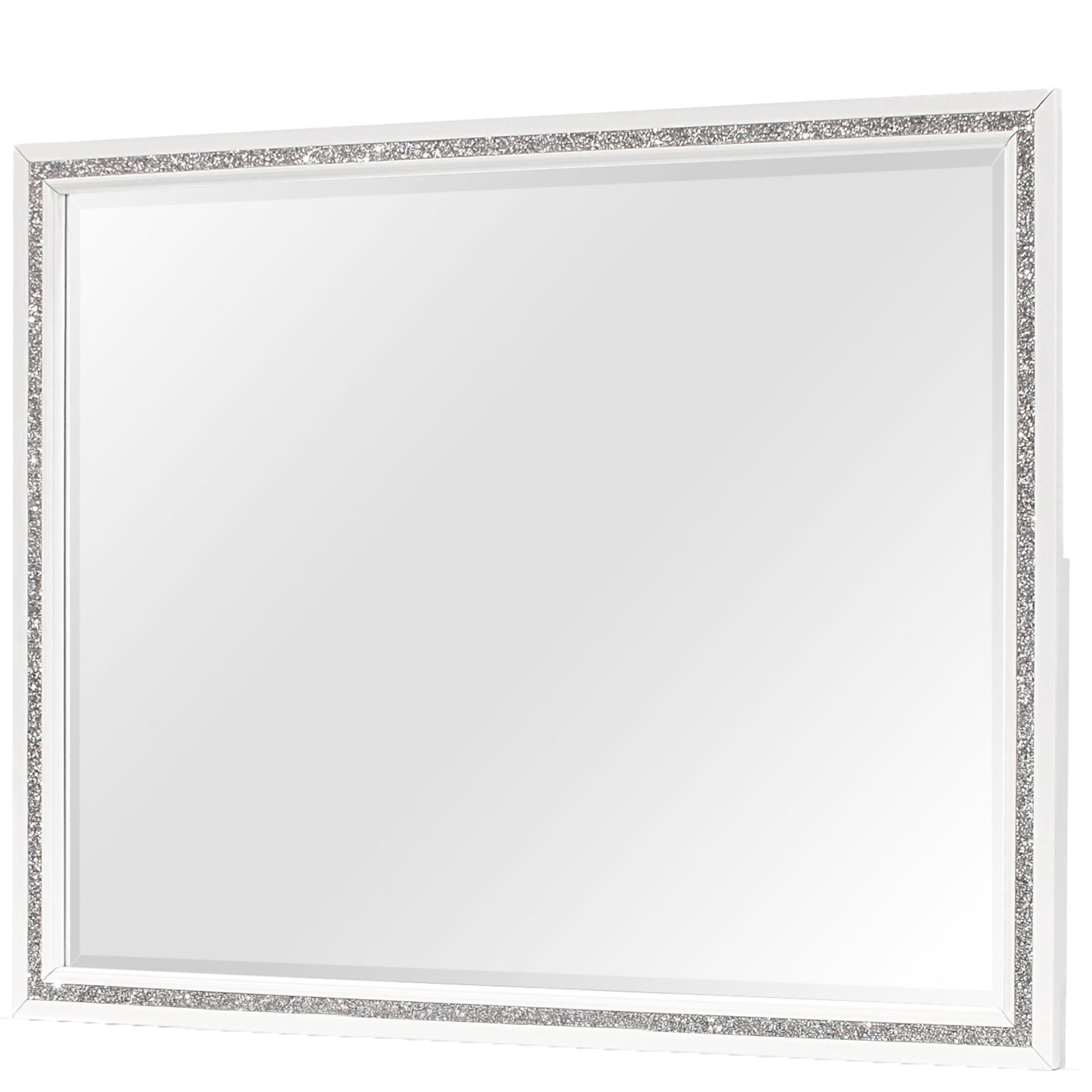 Almera Glitter White Mirror White Rubber Wood