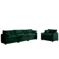 Mid Century Modern Sectional Set Of Two, One 3 Seater Sectional And One Single Seater Sectional With 2 Arm Pillows And 4 Throw Pillows, Living Room Sectional Green Corduroy Fabric Green Corduroy 3 Seat