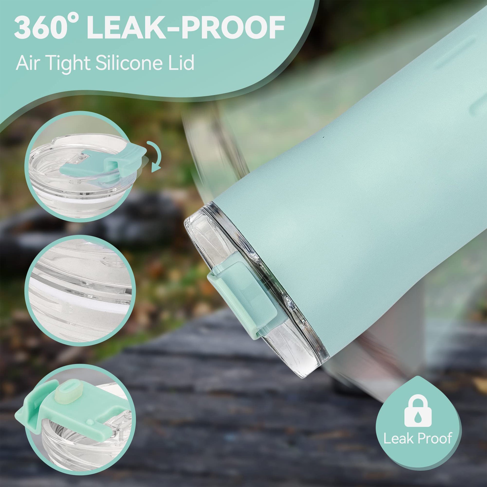 Travel Coffee Mug 12 Oz, Insulated Coffee Cups With Flip Lid, Stainless Steel Coffee Mugs Spill Proof, Double Wall Vacuum Tumblers, Reusable To Go Mug For Hot Ice Coffee Tea Green Mint Green