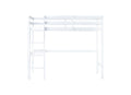 Twin High Loft Bed, Rubber Wood Loft Bed With Safety Guardrail, Built In Desk, Ladder,White Twin White Rubber Wood