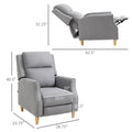 Homcom Manual Recliner Chair With Footrest, Contemporary For Living Room Light Grey Linen