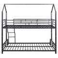 Metal House Bunk Bed, Twin Over Full, Black Full Black Metal