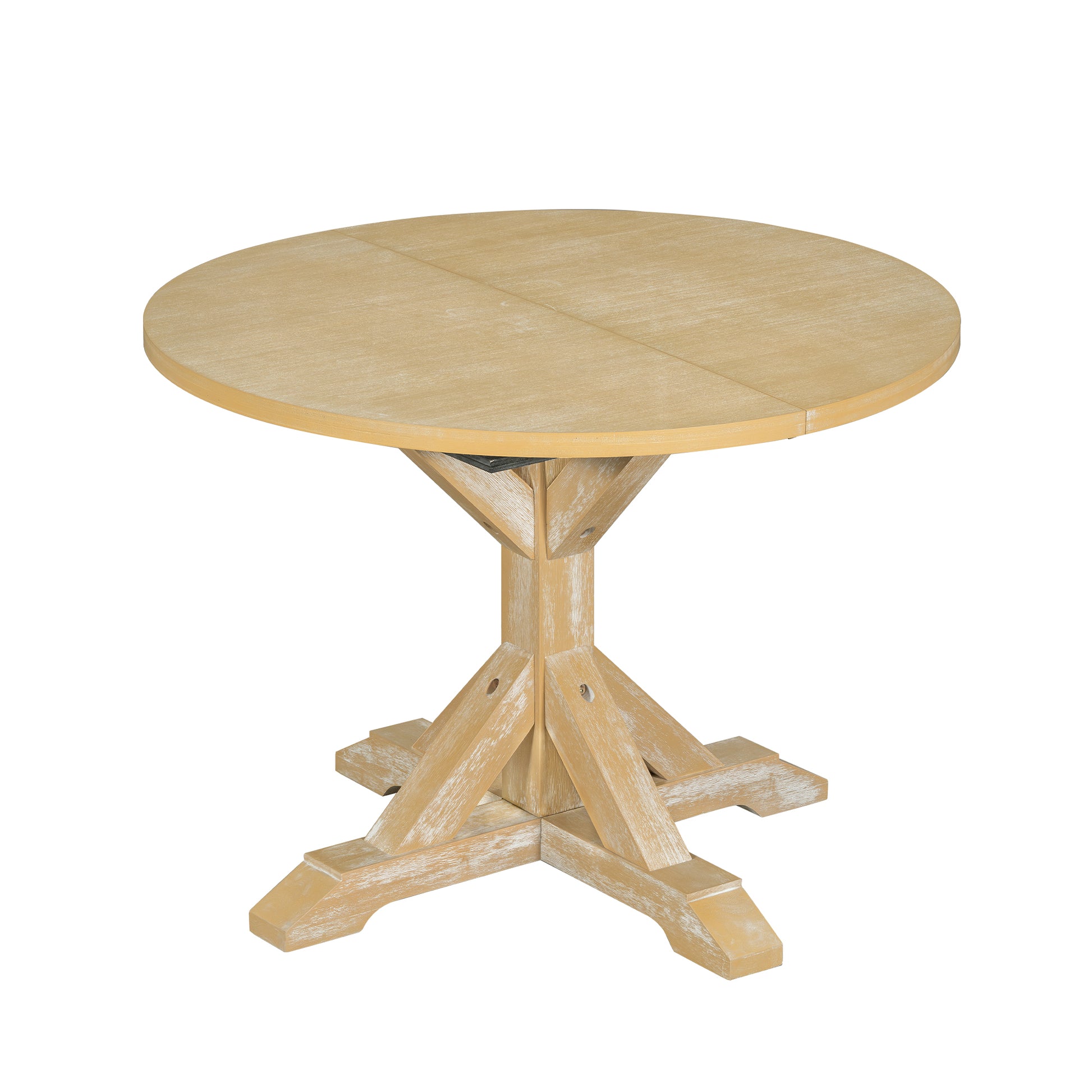 Farmhouse 6 Piece 60Inch Extendable Pedestal Dining Table Set With 18Inch Removable Leaf, 44Inch Bench And 4 Ladder Back Dining Chairs, Natural Wood Dining Room Solid Wood Rubberwood Oval Dining Table With Bench Wood Wood Natural Ladder Back Seats 6 60