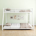Metal Bunk Bed Twin Over Full Size With Removable Stairs, Heavy Duty Sturdy Frame With 12