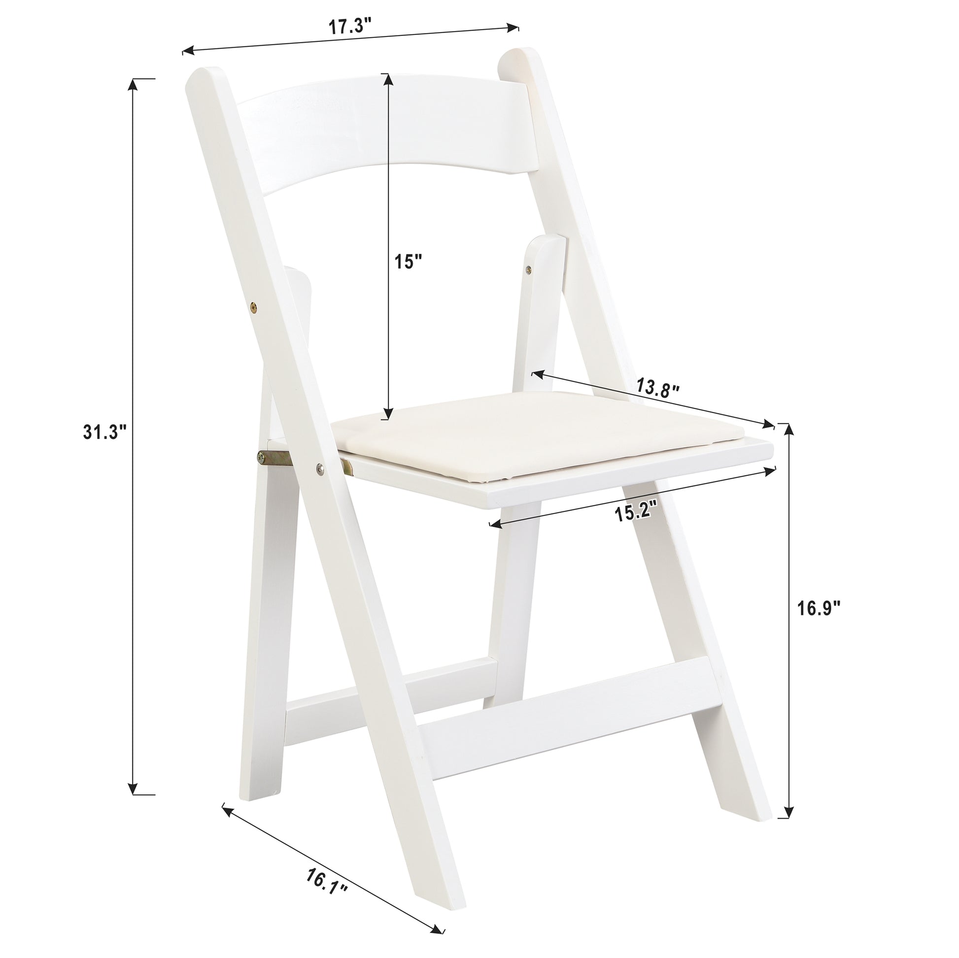 Upholstered Folding Chair,Space Saving, Easy To Carry, ,4Pcs,Beige Cushion White Shelf,Dining Room Beige White Wood