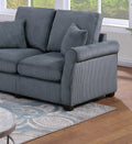 Classic Living Room 2Pc Sofa Set Dark Gray Corduroy Sofa Loveseat W Pillows Square Arms Plush Couch Dark Gray Primary Living Space Cushion Back Classic,Contemporary,Modern Rubberwood Rolled Arms Corduroy 4 Seat